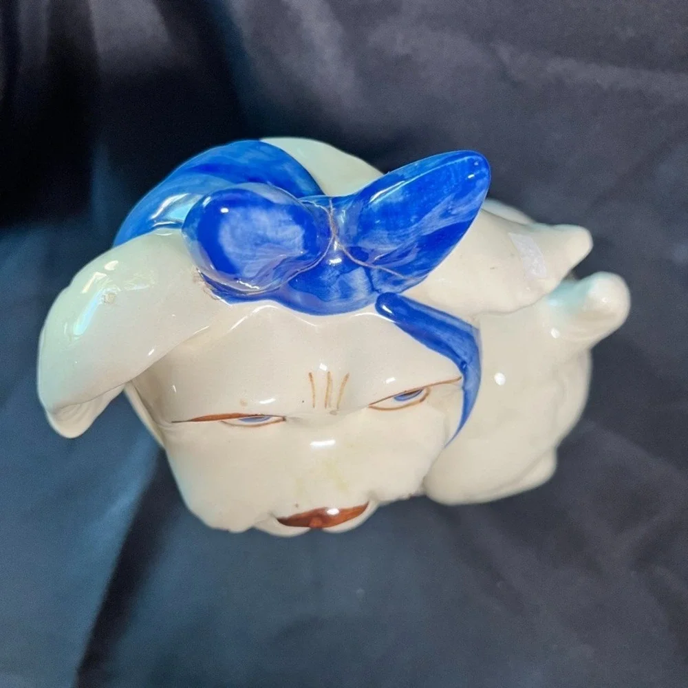 Shawnee Pottery Mugsy Dog Cookie Jar w/ Salt & Pepper Shakers AS IS REPAIRED BOW